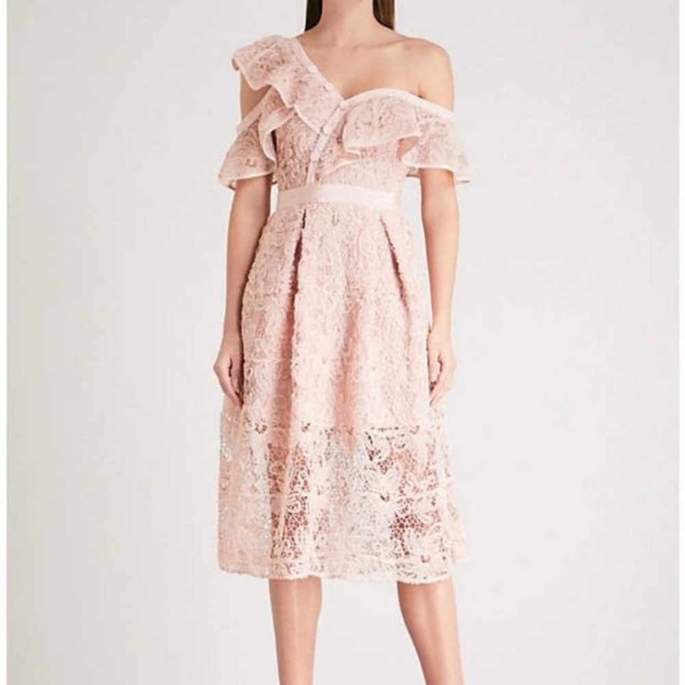 NWT Self Portrait Off Shoulder Mesh Dress US8 - Picture 2 of 15